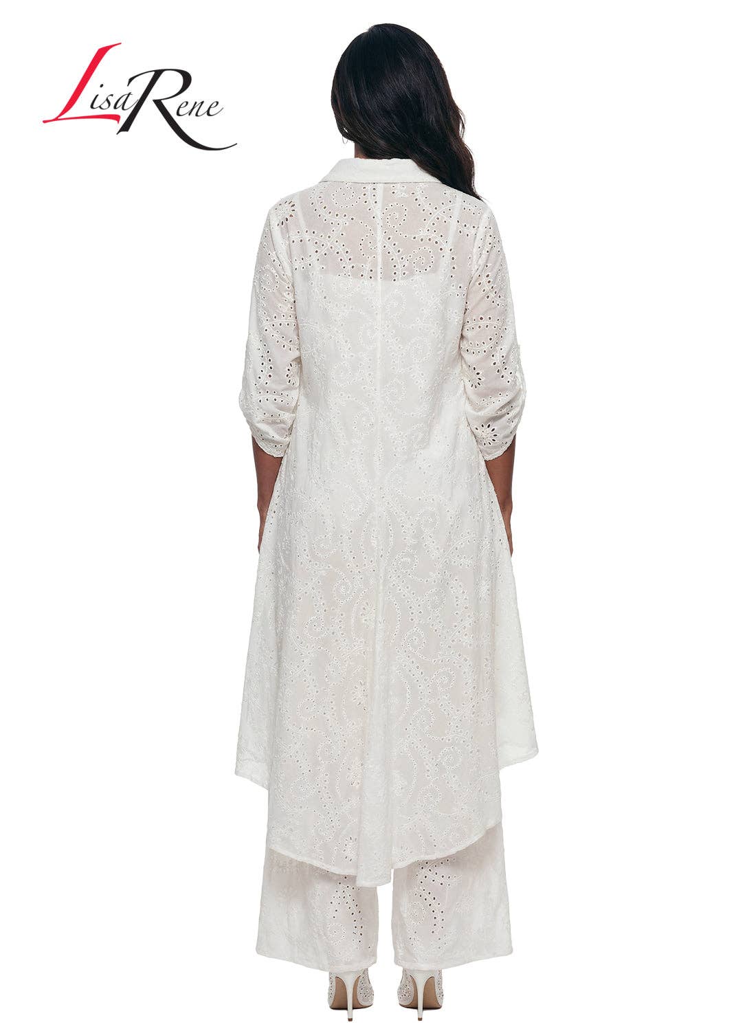 Style 3367, Lisa Rene' , 2Pc. Hi-Low Tunic & Pant Set, Embroidered Cotton Fabric