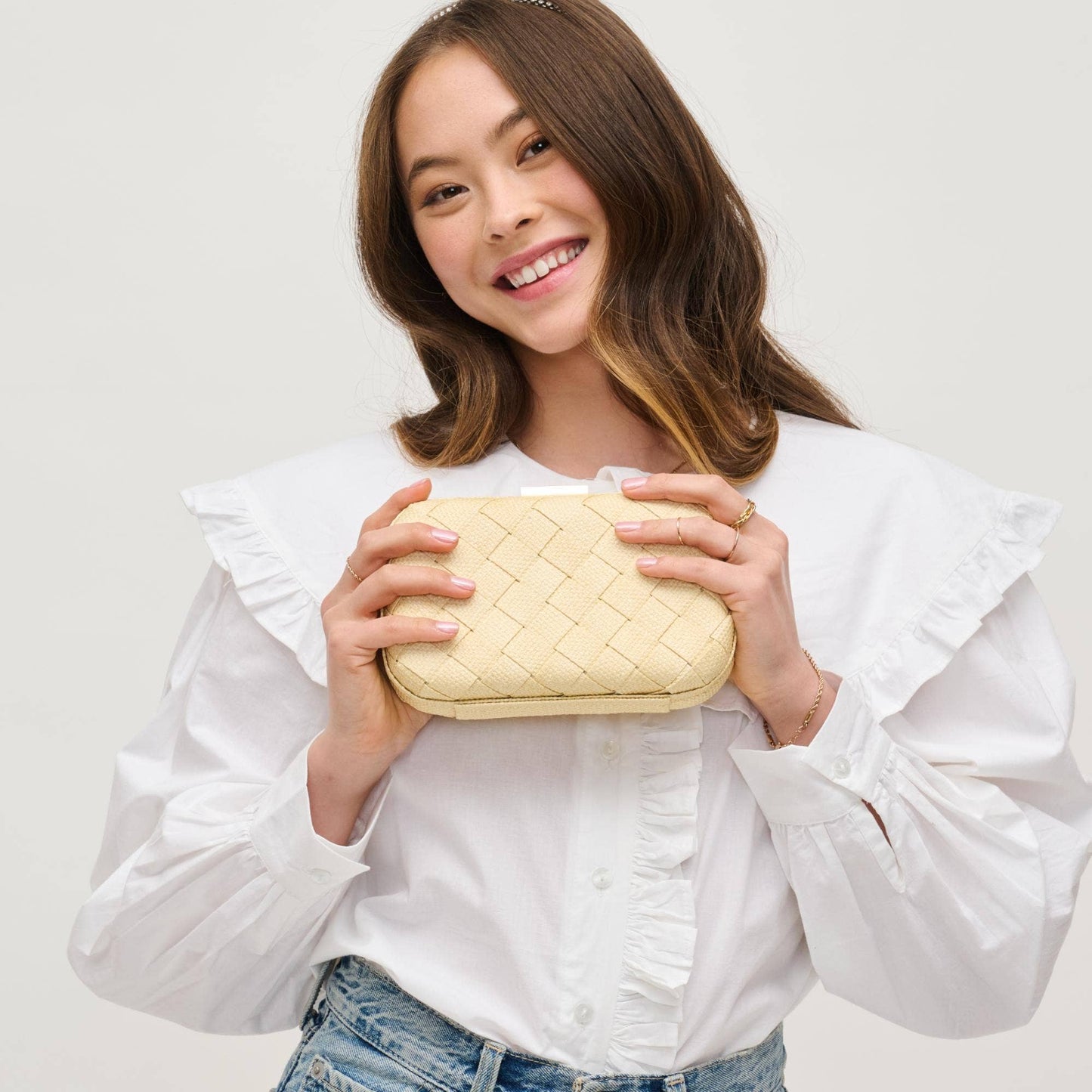 Addie Woven Straw Clutch