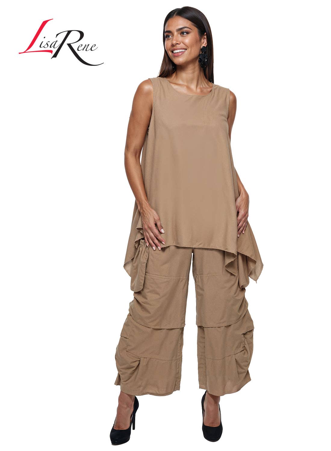 Style 3390, Lisa Rene' , 2Pc. Tunic & Pant Set, Linen/Viscose Fabric.