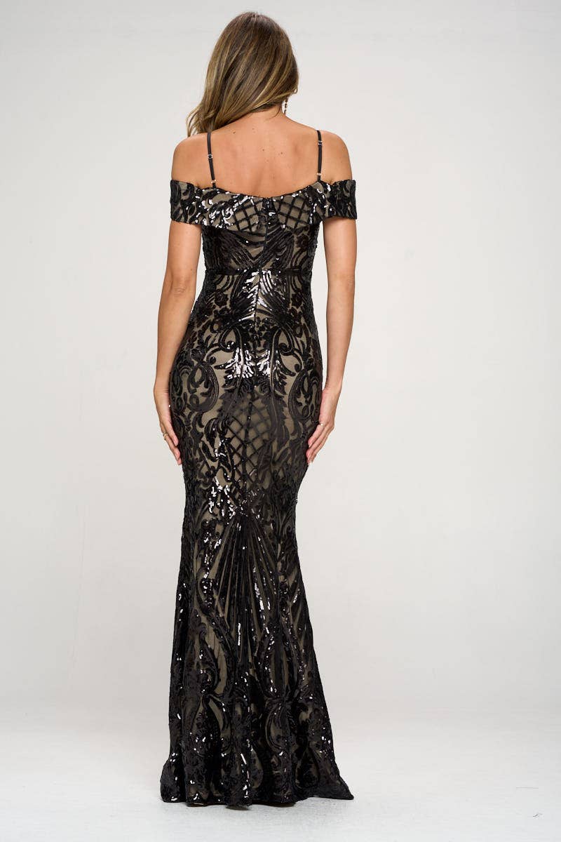 1603P1-XL ONLY SEQUIN MAXI DRESS