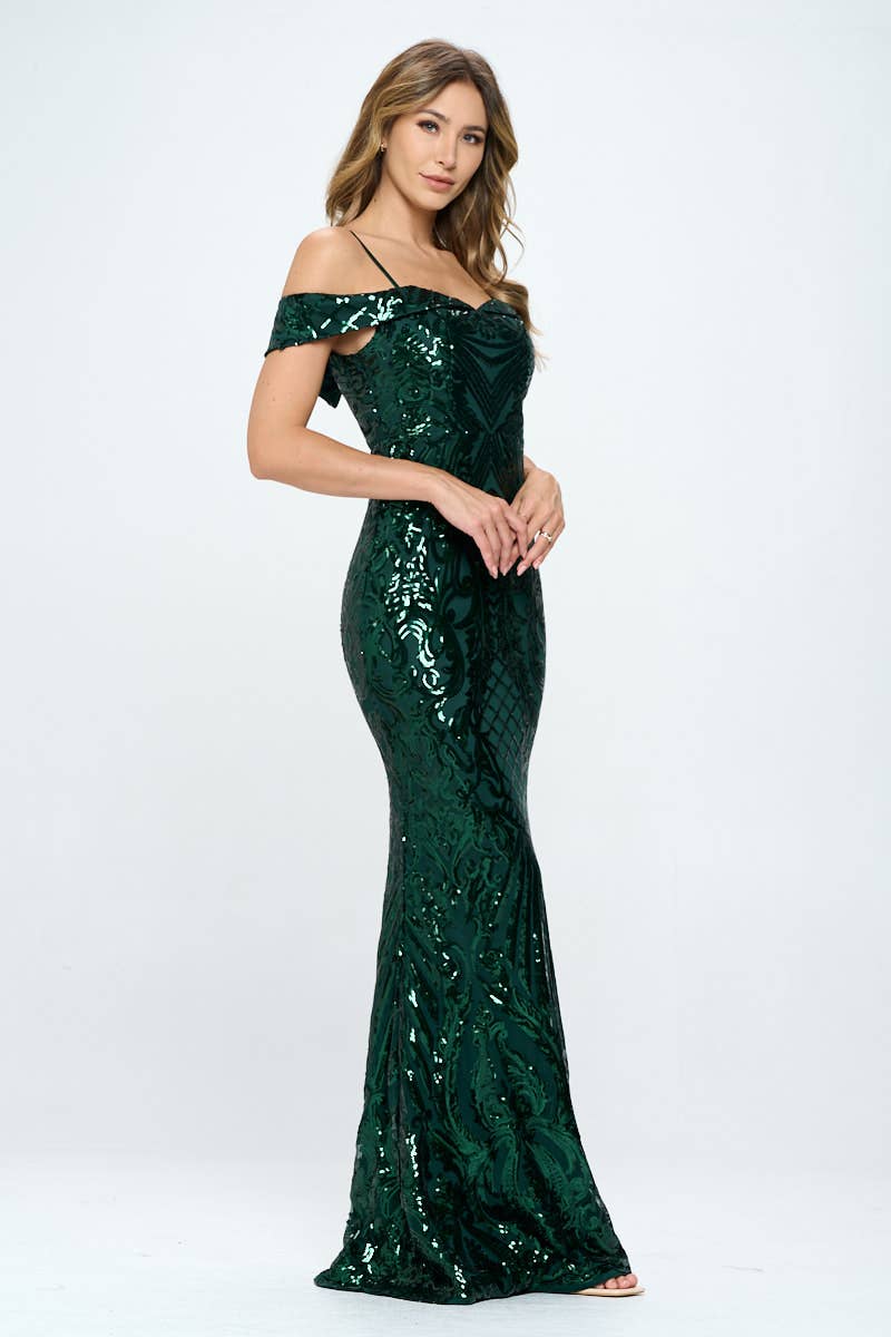1603P1-XL ONLY SEQUIN MAXI DRESS