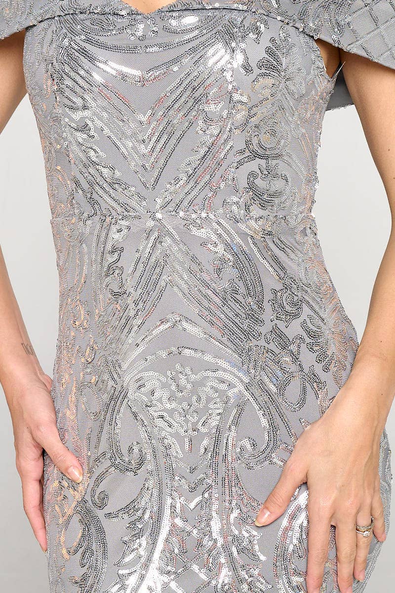 1603P1-XL ONLY SEQUIN MAXI DRESS