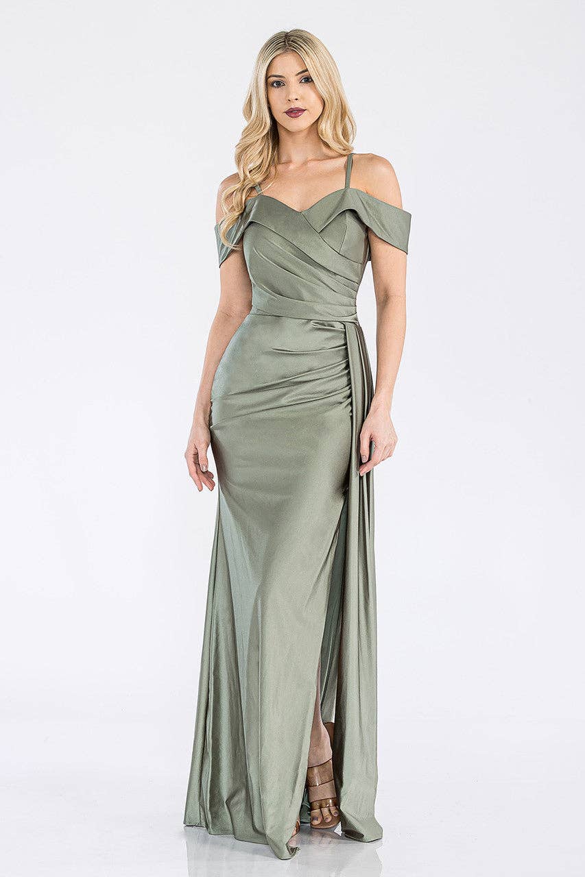 Wholesale Formal Dress Off The Shoulder Ruched Prom Gown By LAF5320