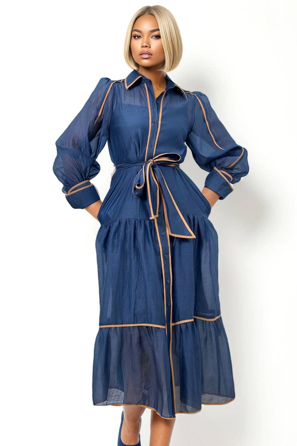 A93149 TIERED MAXI DRESS (BLK, BLUE)