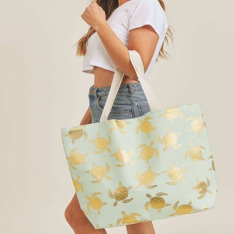 MB0124 Gold Foil Turtle Beach Bag