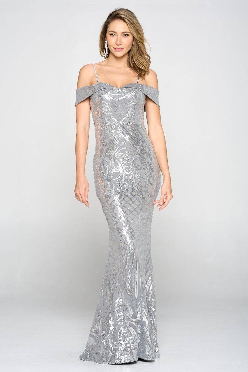 1603P1-XL ONLY SEQUIN MAXI DRESS