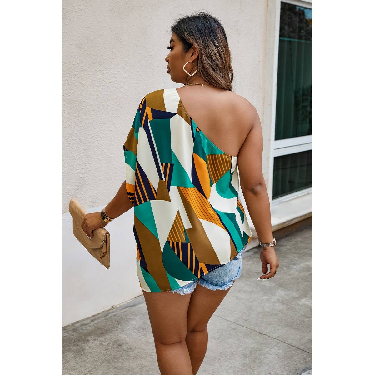 Plus Size One Shoulder Asymmetrical Hem Blouse