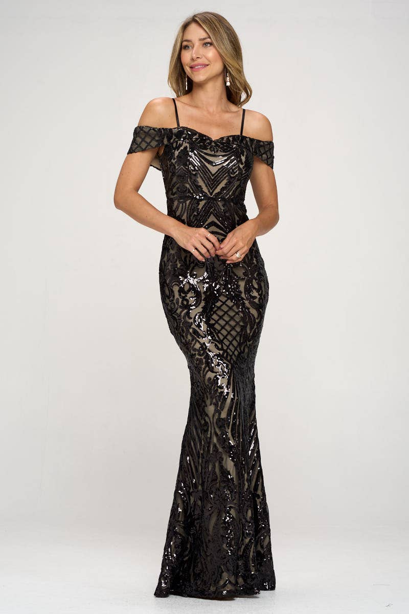 1603P1-XL ONLY SEQUIN MAXI DRESS