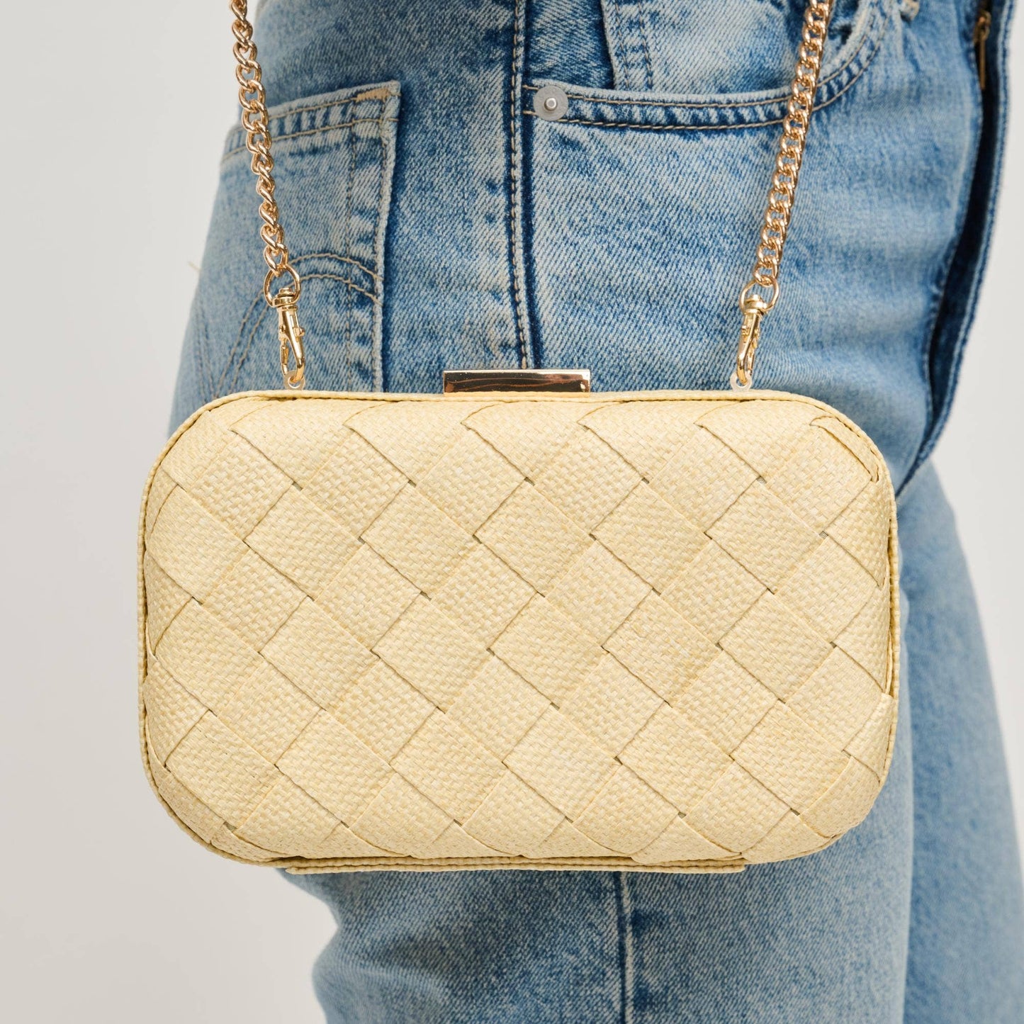 Addie Woven Straw Clutch