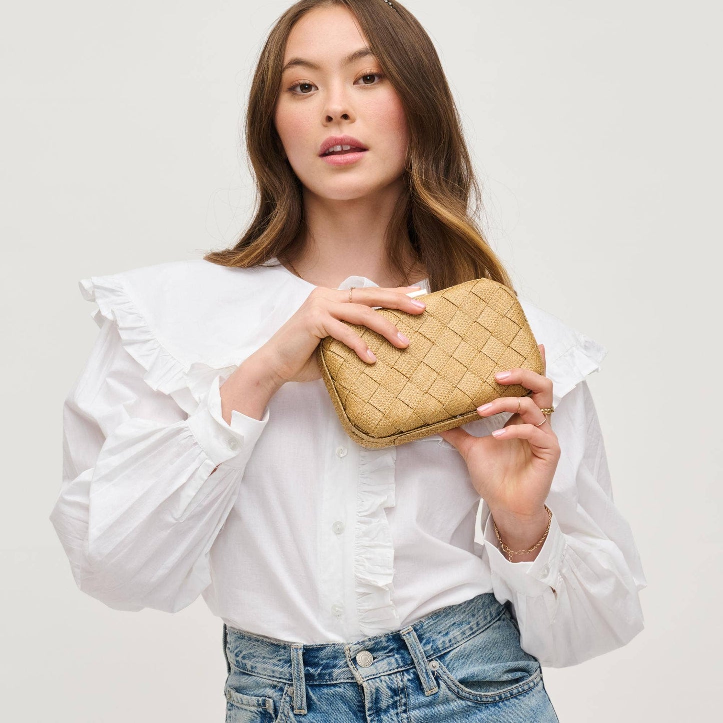 Addie Woven Straw Clutch