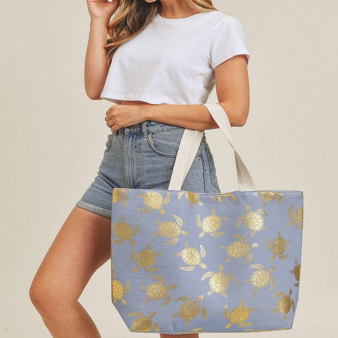 MB0124 Gold Foil Turtle Beach Bag