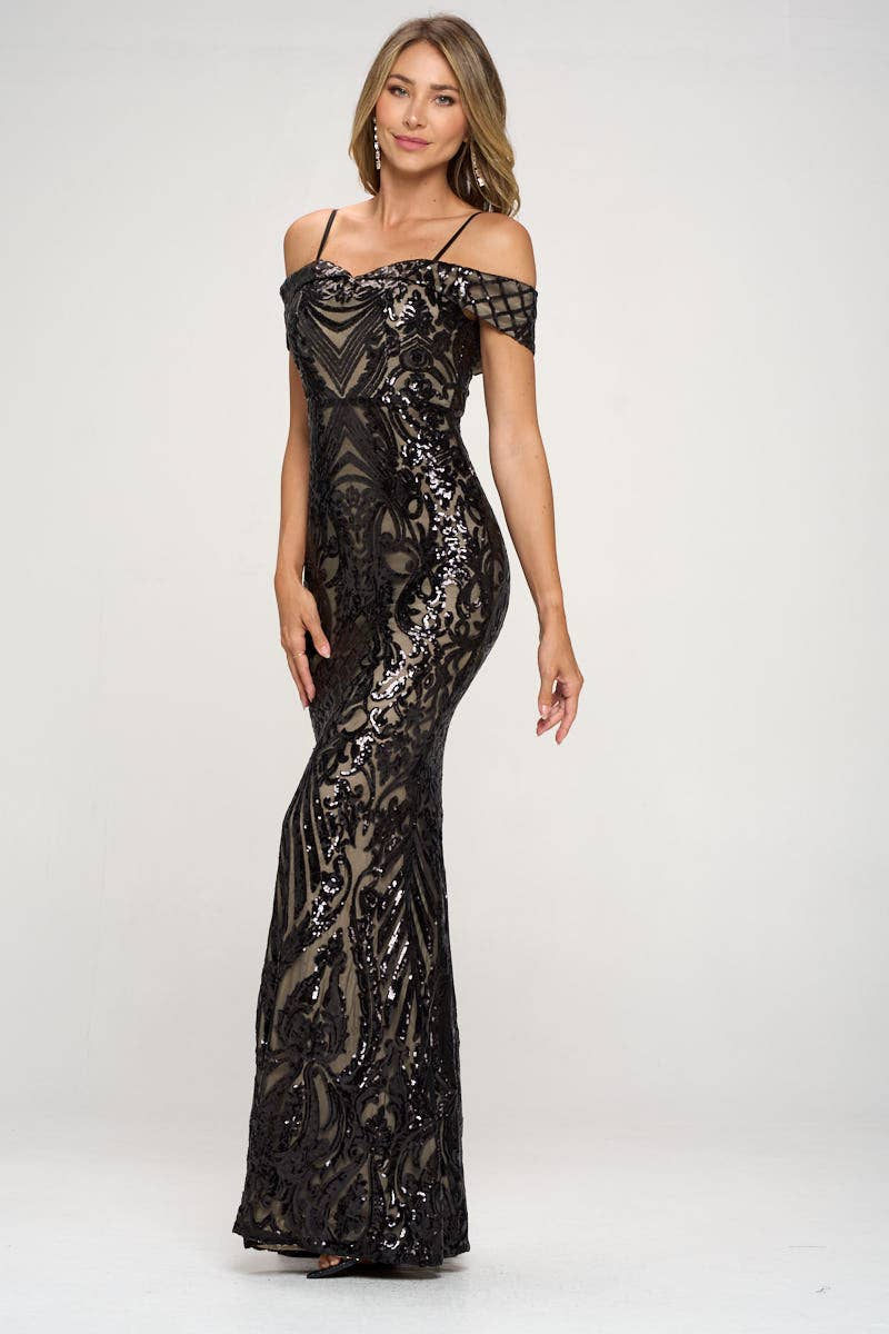 1603P1-XL ONLY SEQUIN MAXI DRESS