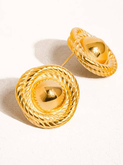 Reeva 18K Gold Non-Tarnish Classic Round Stud