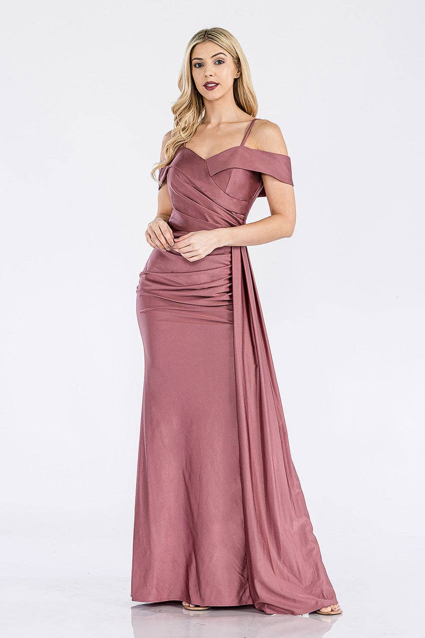 Wholesale Formal Dress Off The Shoulder Ruched Prom Gown By LAF5320
