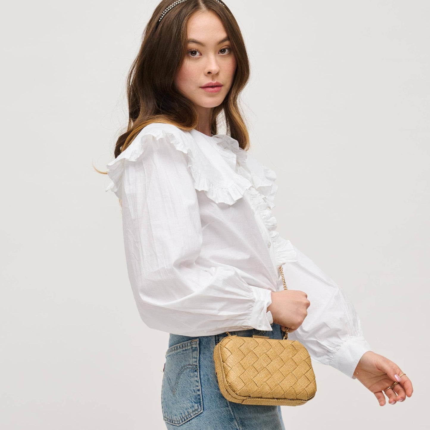 Addie Woven Straw Clutch
