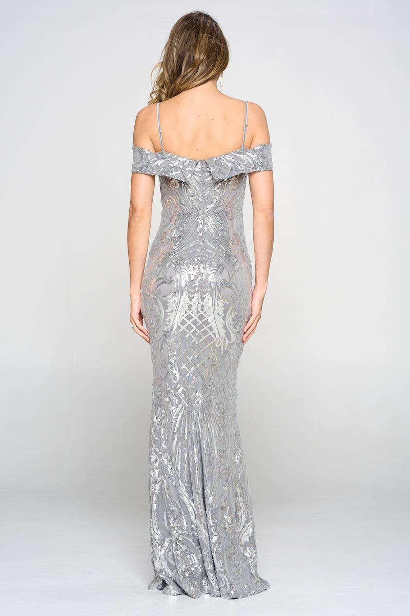 1603P1-XL ONLY SEQUIN MAXI DRESS
