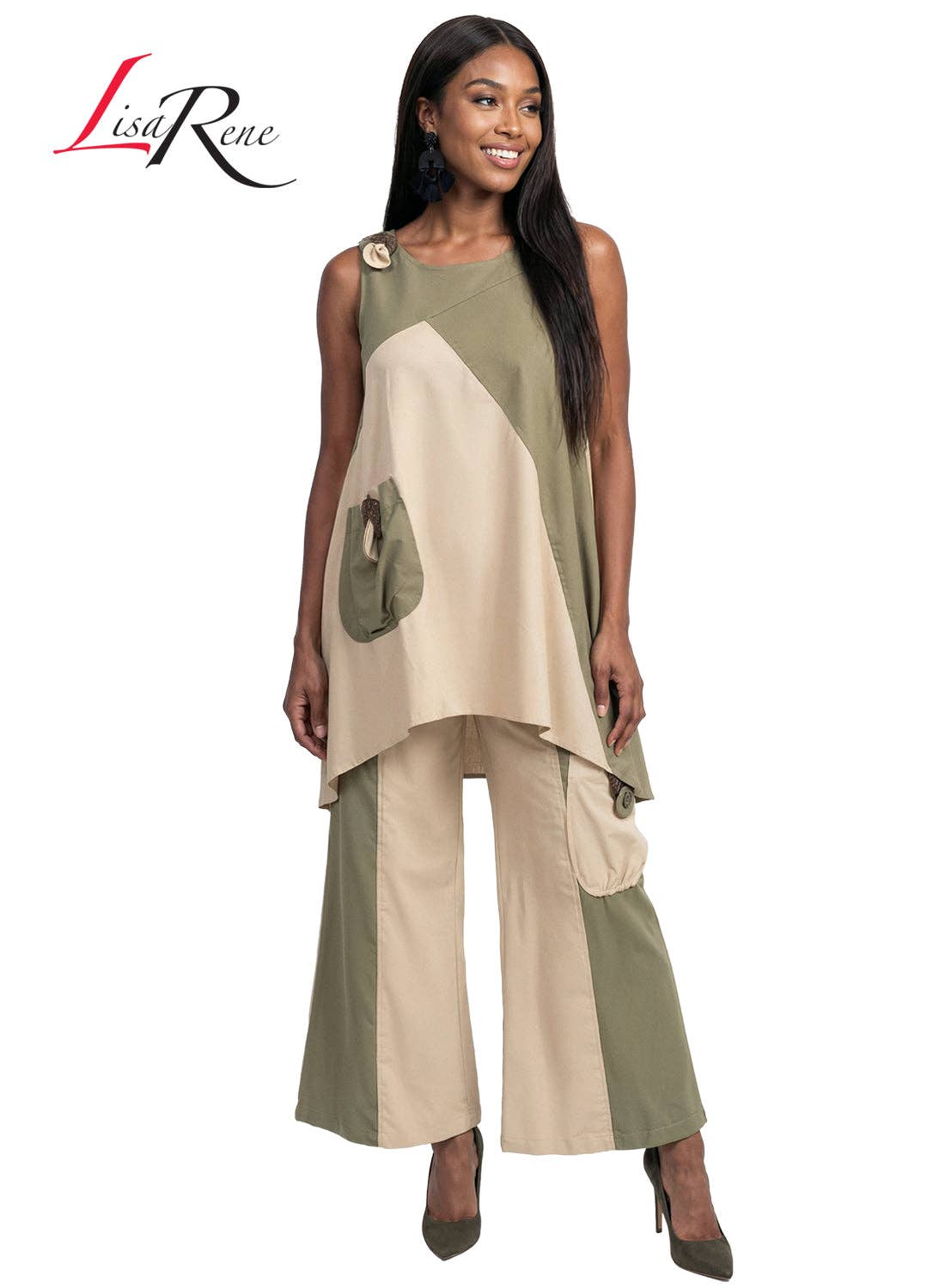 Style 3389, Lisa Rene' , 2Pc. Tunic & Pant Set, Linen/Viscose Fabric.