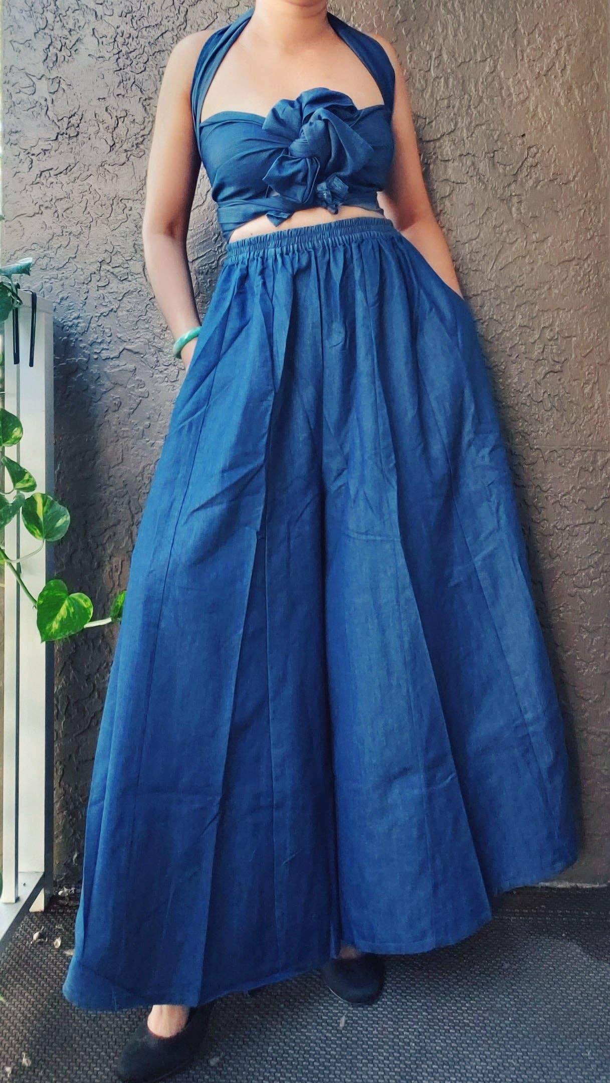 Denim  Palazzo / Romper/Jumpsuit/Convertible -