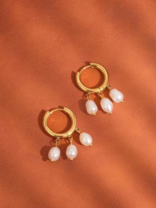 Séjour 18K Gold Non-Tarnish Petite Pearl Dangle Earring