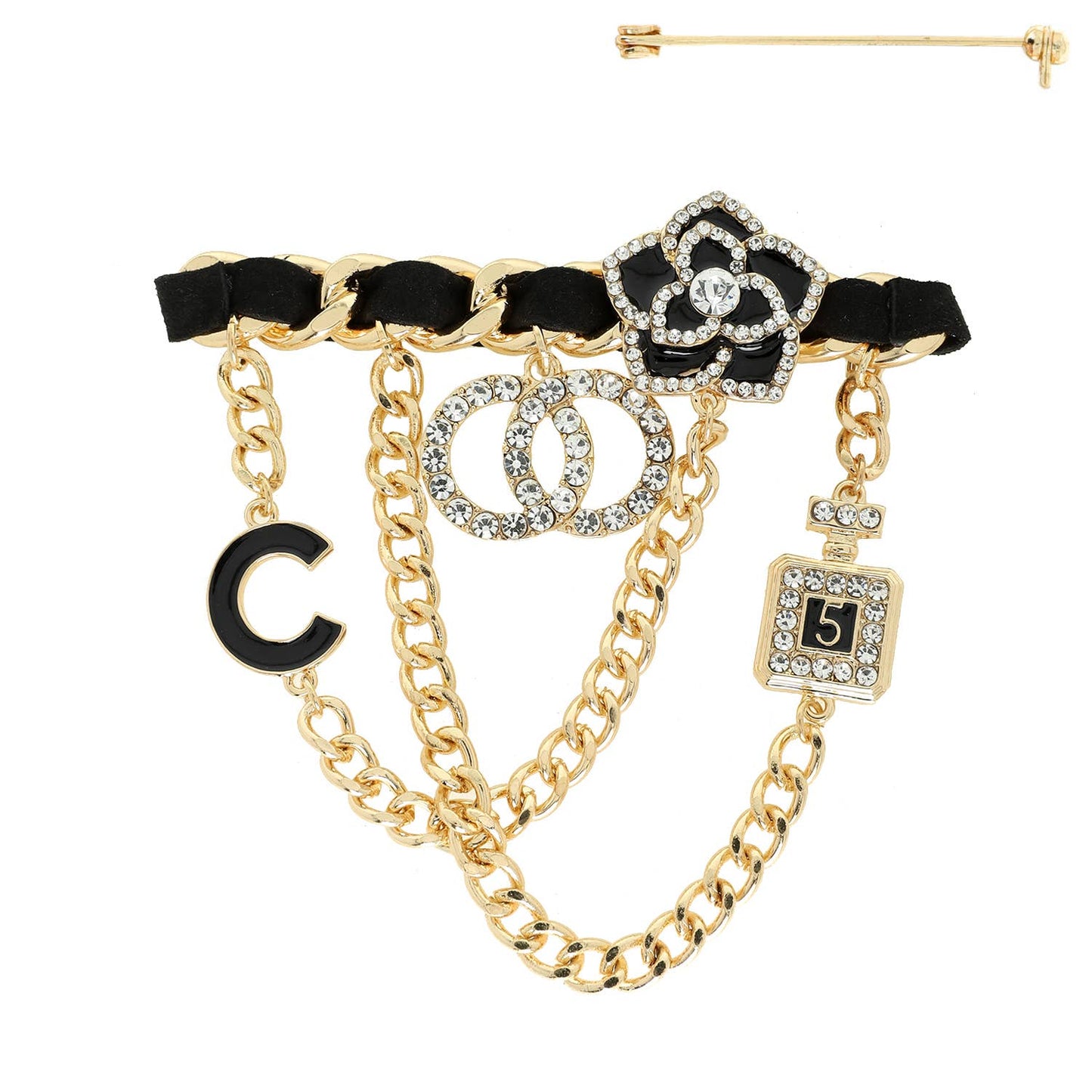 Iconic Fashionista Multi Charm Dangling Brooch