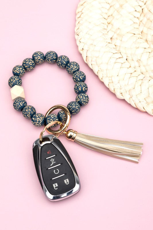 Leopard Beaded Key Ring