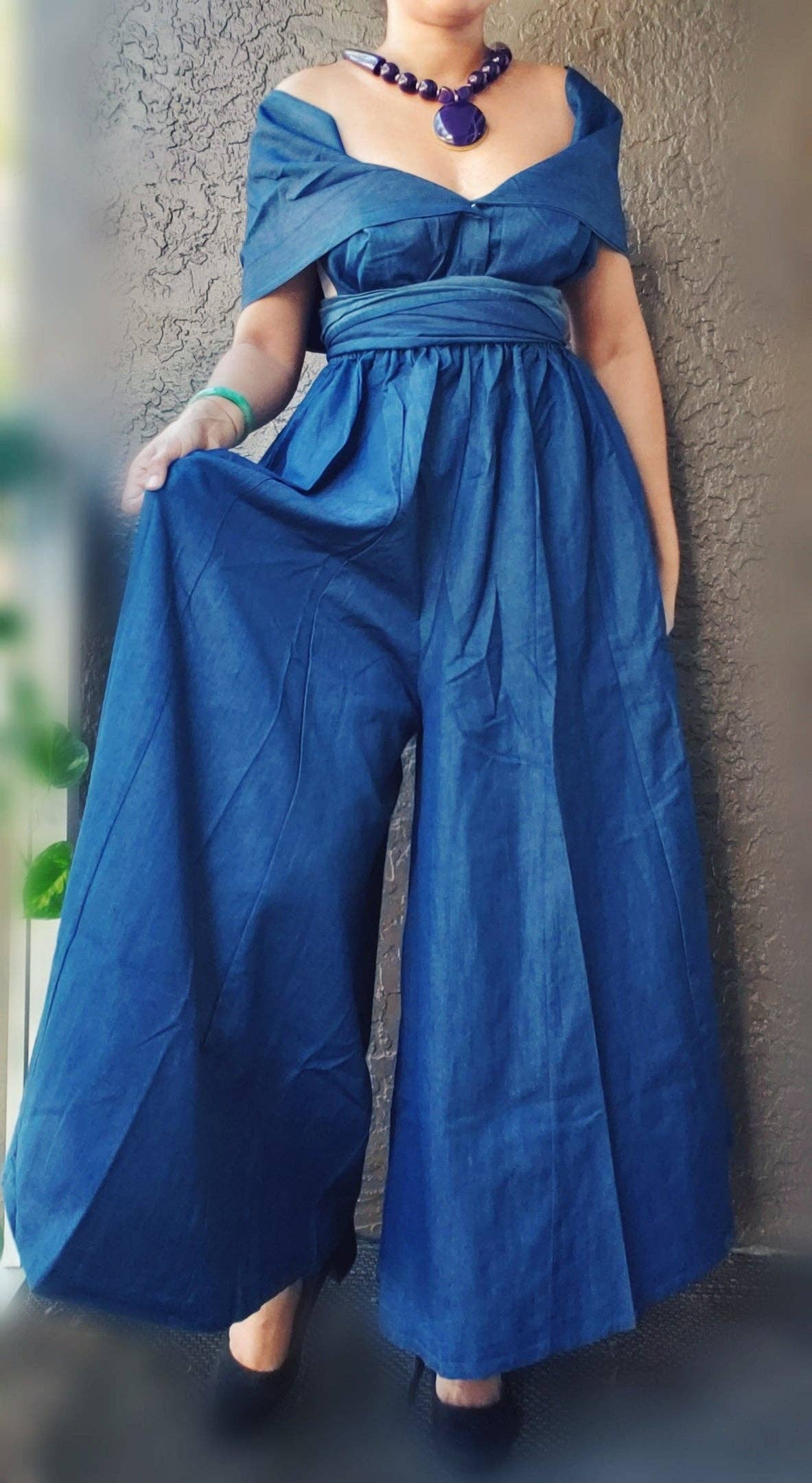 Denim  Palazzo / Romper/Jumpsuit/Convertible -