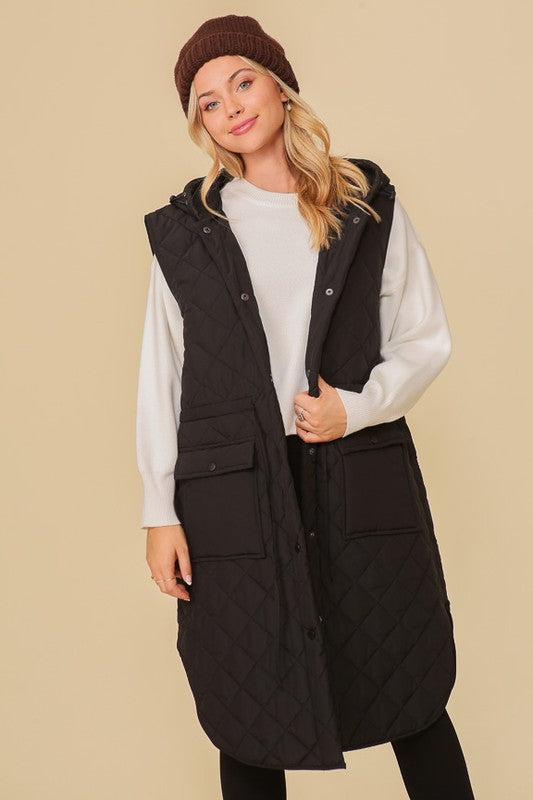 HAILEYS HOODED OVERSIZED VEST JACKET