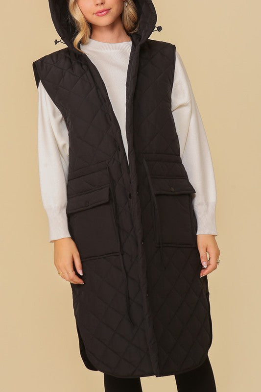 HAILEYS HOODED OVERSIZED VEST JACKET