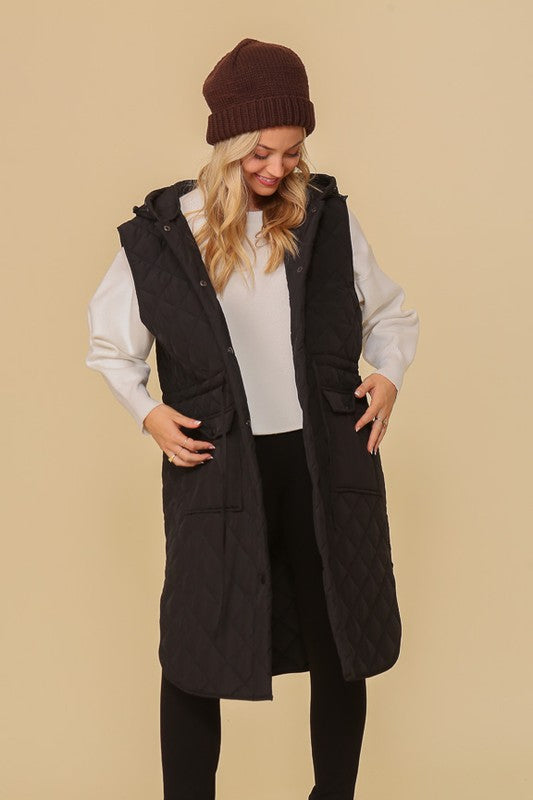 HAILEYS HOODED OVERSIZED VEST JACKET