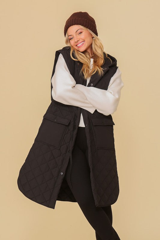 HAILEYS HOODED OVERSIZED VEST JACKET