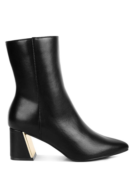 Kaira Metallic Accent Heel High Ankle Boots