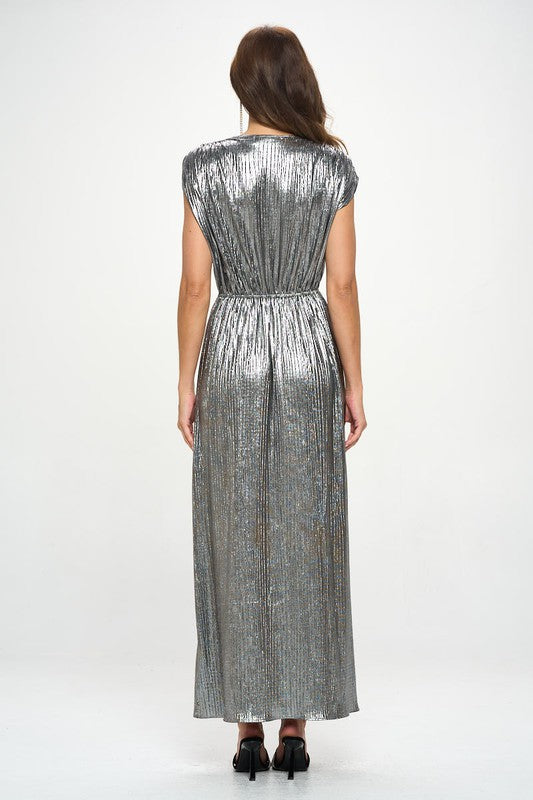 Made in USA Sleeveless Metallic Maxi Dress