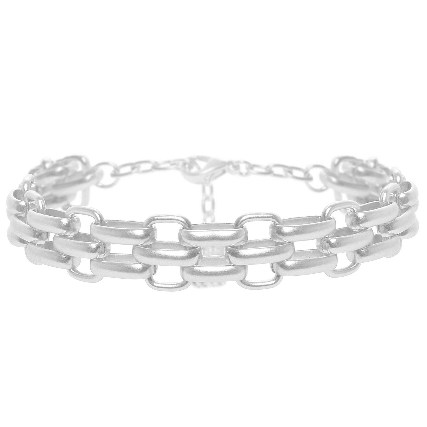 Flat link layering chain bracelet