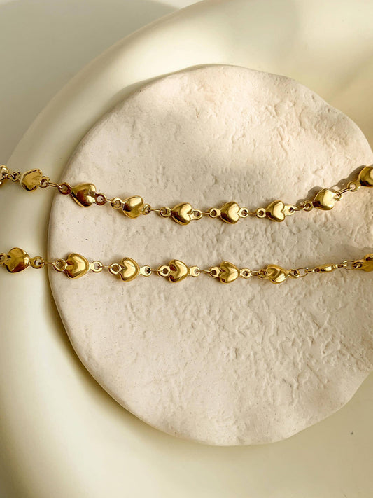 Madeleine Non-Tarnish Petite Heart Chain Bracelet, Necklace
