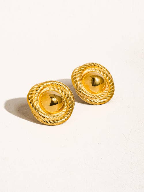 Reeva 18K Gold Non-Tarnish Classic Round Stud