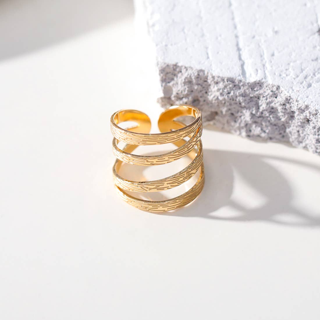 Multi Line Adjustable Gold Ring