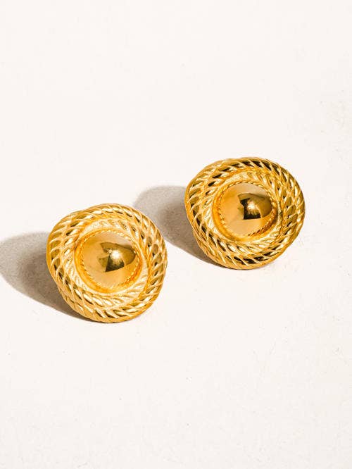 Reeva 18K Gold Non-Tarnish Classic Round Stud