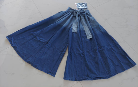 Walk It Out Denim Palazzo Pant- Two Tone