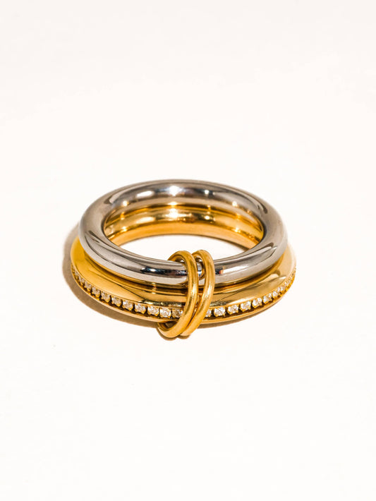 Bayard 18K Gold Non-Tarnish Multi Stack CZ Band Ring