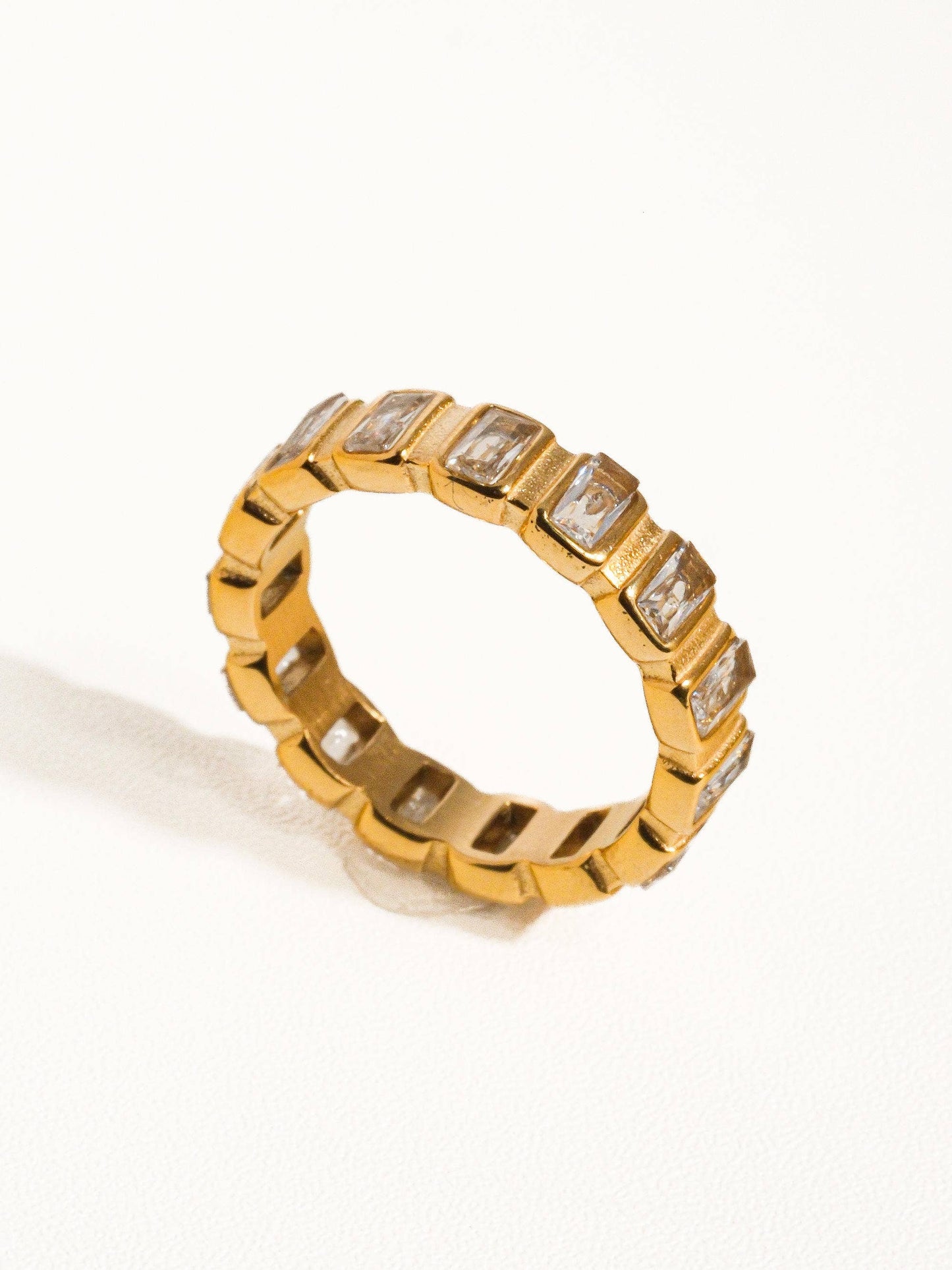 Sterling Gold Non-Tarnish Gold Rhinestone Ring