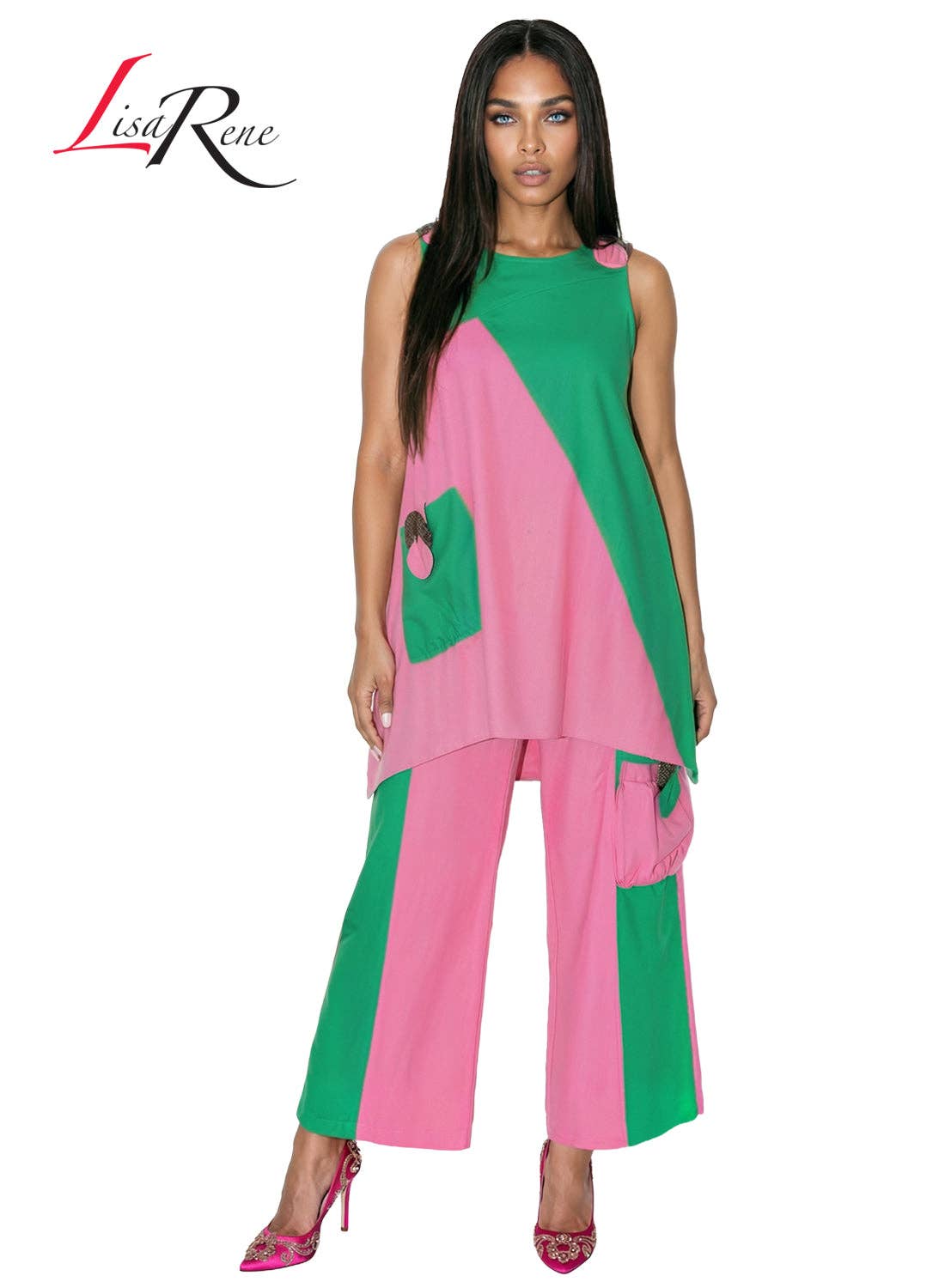 Style 3389, Lisa Rene' , 2Pc. Tunic & Pant Set, Linen/Viscose Fabric.
