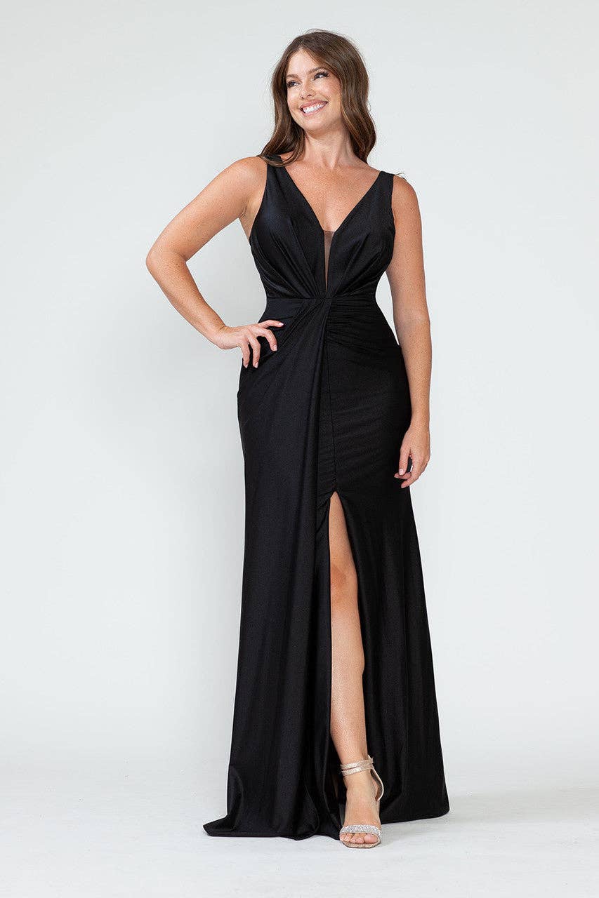 Wholesale Bridesmaid Dress V-Neck Ruched Red Carpet Gown By LAF5319
