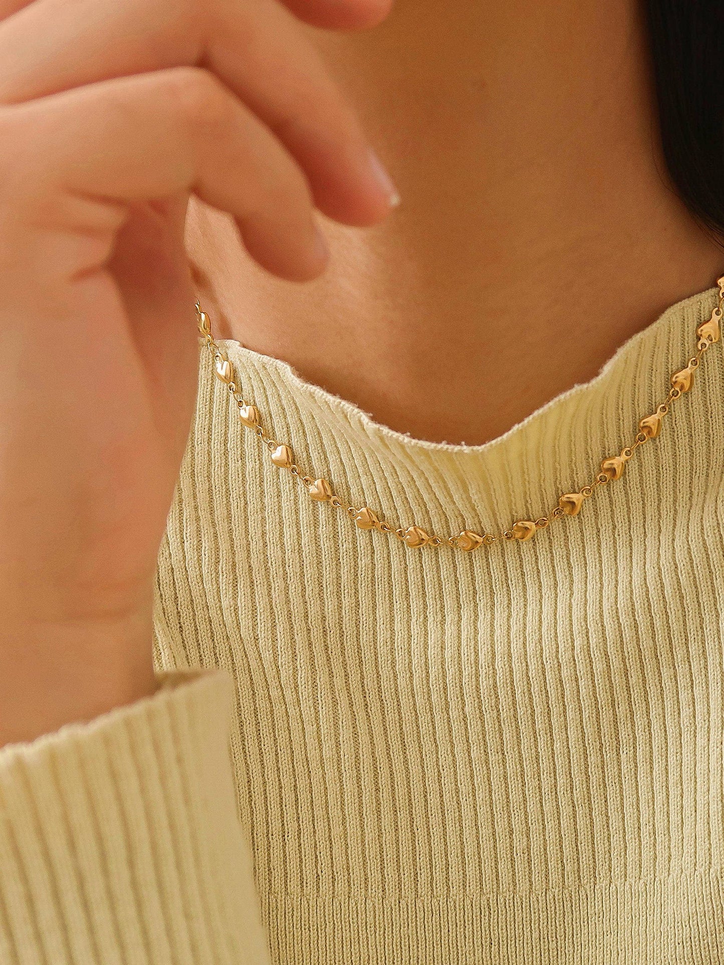 Madeleine Non-Tarnish Petite Heart Chain Bracelet, Necklace