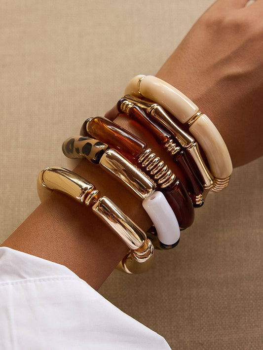 Cove 18K Gold Non-Tarnish Chunky Resin Bangle Set