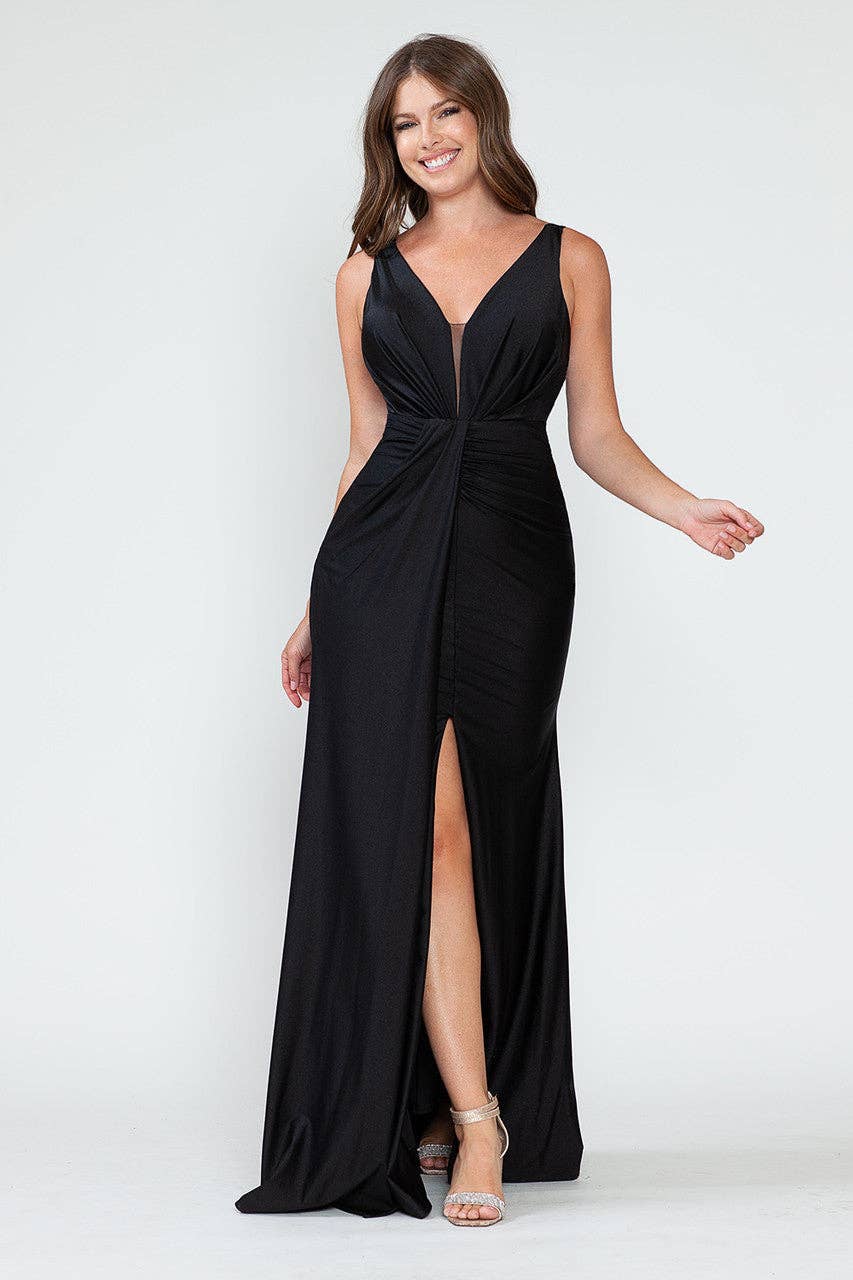 Wholesale Bridesmaid Dress V-Neck Ruched Red Carpet Gown By LAF5319