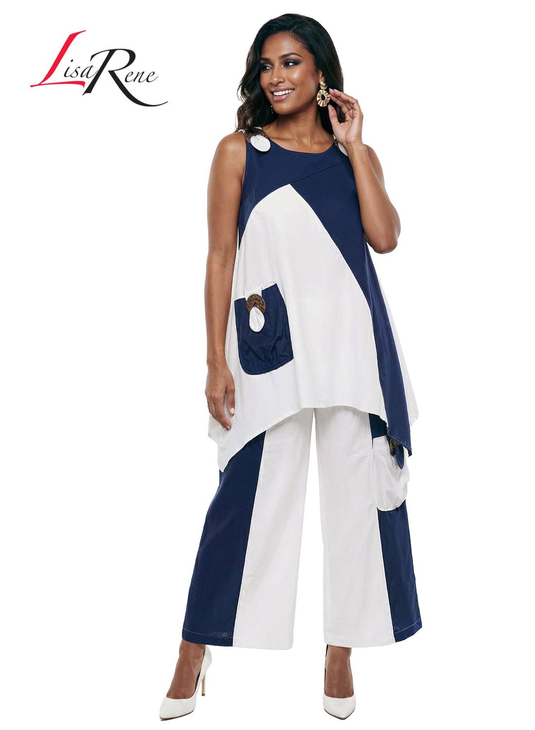 Style 3389, Lisa Rene' , 2Pc. Tunic & Pant Set, Linen/Viscose Fabric.