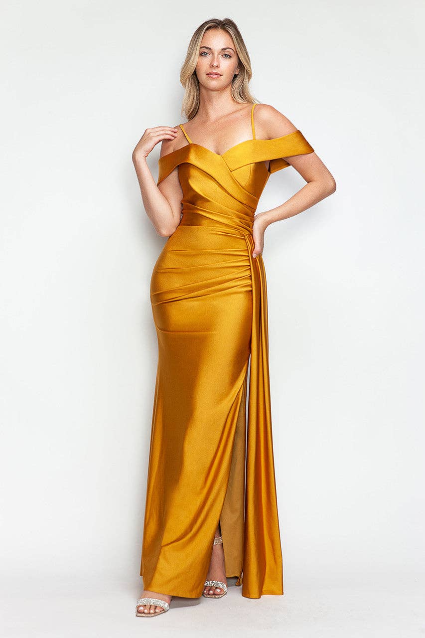 Wholesale Formal Dress Off The Shoulder Ruched Prom Gown By LAF5320