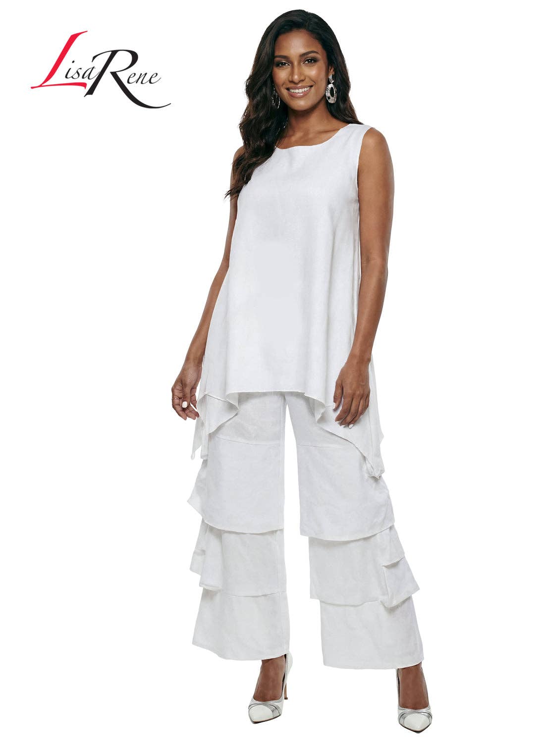 Style 3390, Lisa Rene' , 2Pc. Tunic & Pant Set, Linen/Viscose Fabric.