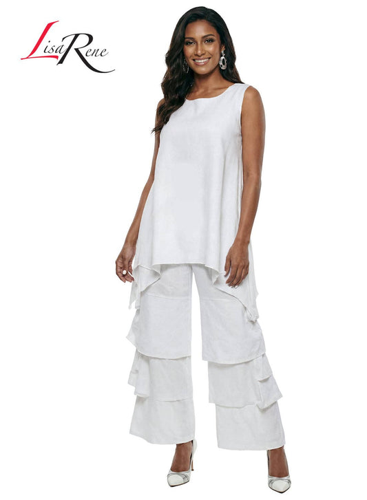Style 3390, Lisa Rene' , 2Pc. Tunic & Pant Set, Linen/Viscose Fabric.