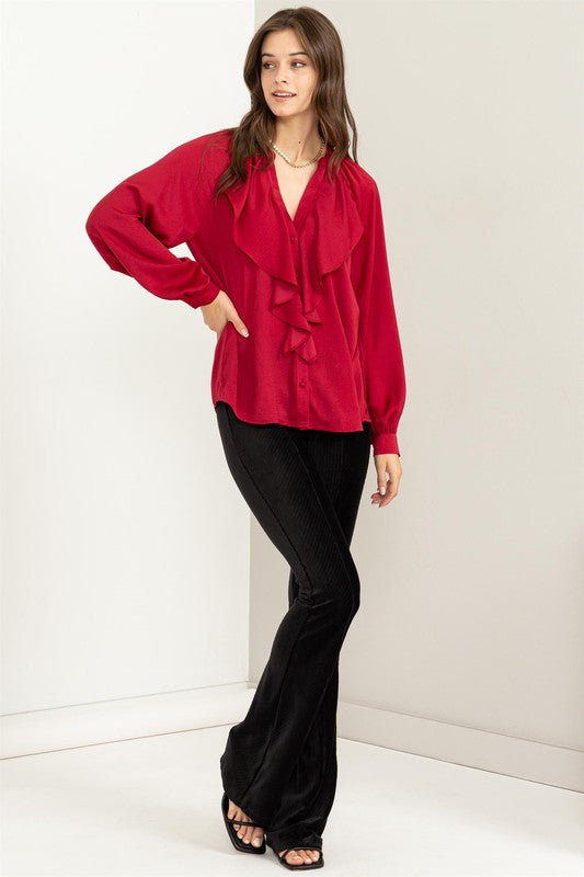 Long Sleeve Ruffle Blouse